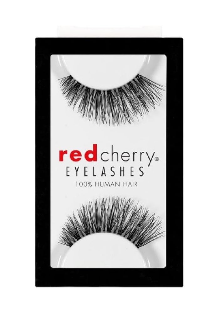 Red Cherry Eyelashes 43, Black - 100% Human Hair, Reusable, Lightweight - Image 1
